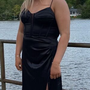 Elegant Black Satin Skirt